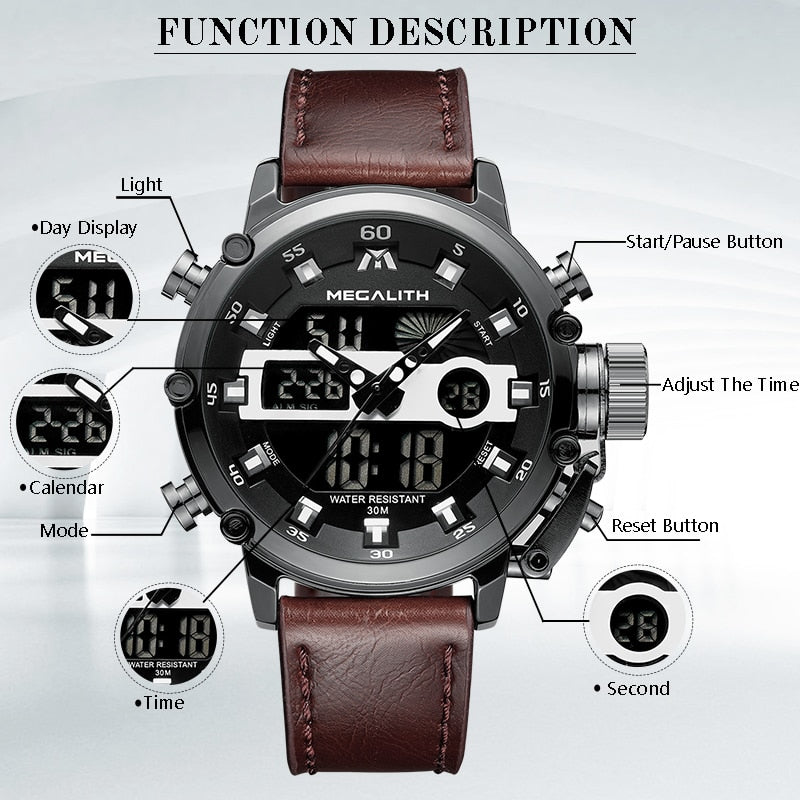 MEGALITH   Watch Men Multi Function Waterproof Luminous