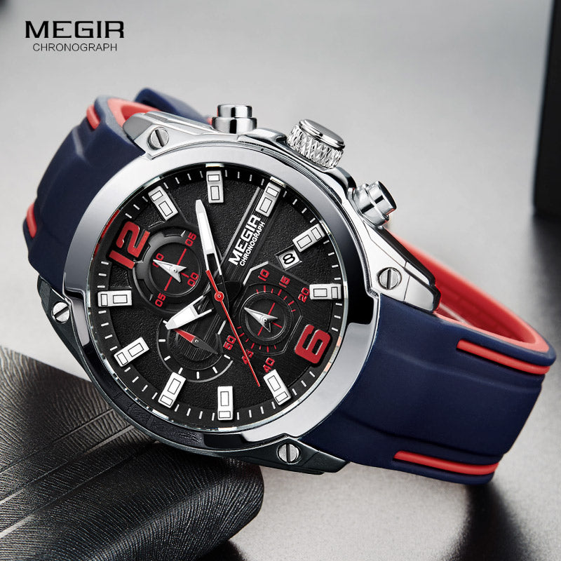 Megir Men's Chronograph Analog Quartz Watch with Date, Luminous Hands, Waterproof