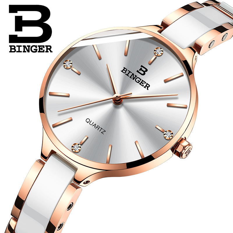Switzerland BINGER Luxury Women Watch Brand Crystal Fashion