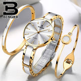 Switzerland BINGER Luxury Women Watch Brand Crystal Fashion