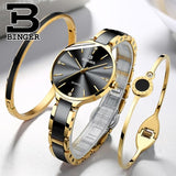 Switzerland BINGER Luxury Women Watch Brand Crystal Fashion