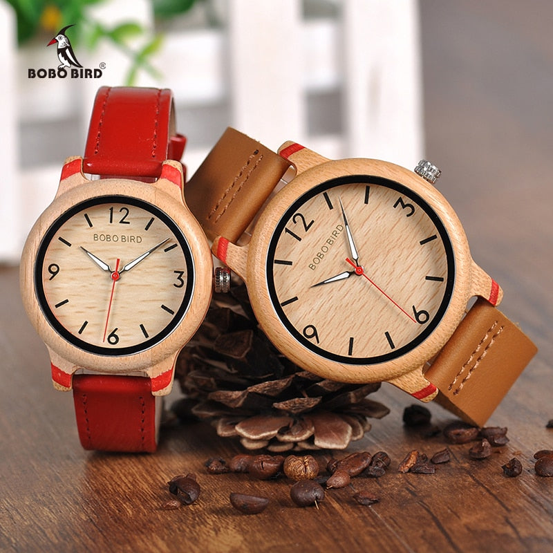 BOBO BIRD Lovers' Bamboo Watches Relogio Feminino Analog Quartz Casual