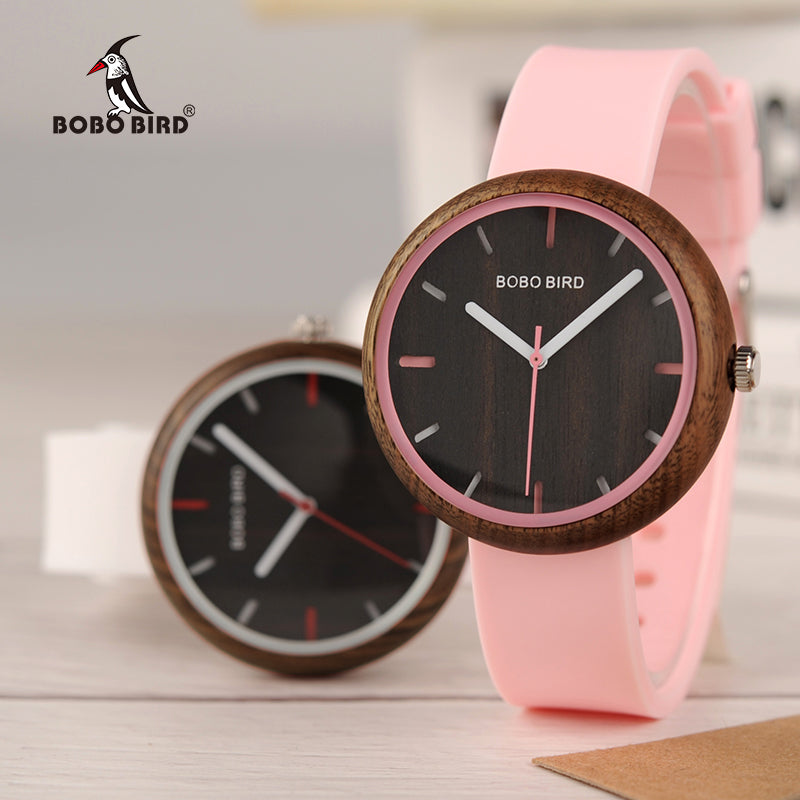 BOBO BIRD Wood Women Watches Silicone
