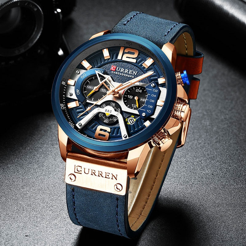 Curren Mens Watches Top Brand Luxury Chronograph Waterproof