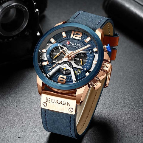 Curren Mens Watches Top Brand Luxury Chronograph Waterproof