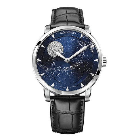 2019 New Agelocer Luxury Brand Blue Automatic Watches Men Moon